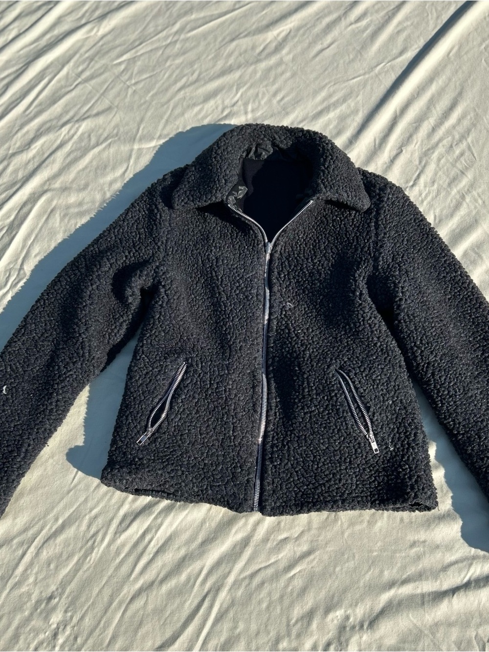 Black Sherpa Zip-Up Jacket - men